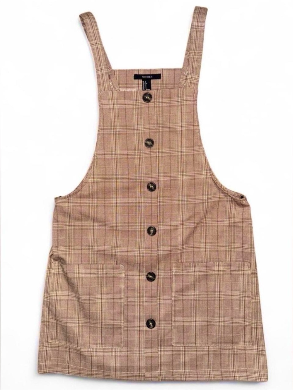 Forever 21 Plaid Pinafore Overall Mini Dress Size Small
